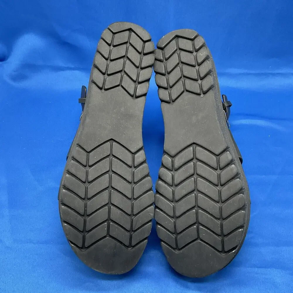 Naked Feet Hadar‎ Platform Sandals in Black Leather US 8.5M